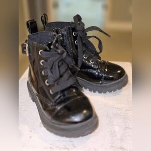 Kids Black Lace-Up Boots
